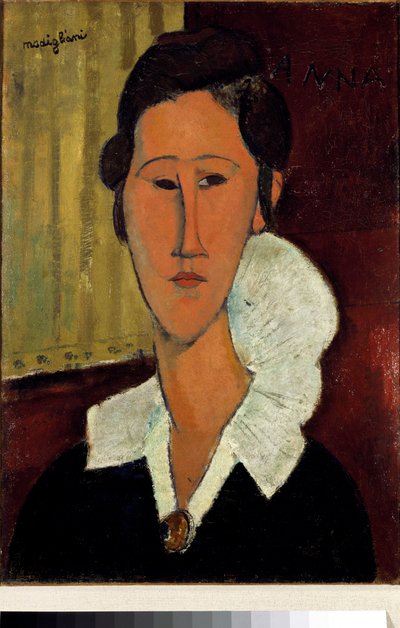 アンナズボロフスカの首輪またはポートレートを持つ女性 作： Amedeo Modigliani
