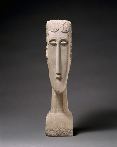 女の頭、1912年（石灰岩） 作： Amedeo Modigliani
