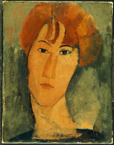 首輪を着ている赤い髪の若い女性 作： Amedeo Modigliani