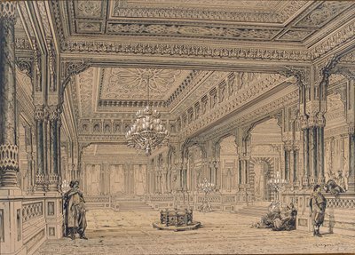 イスタンブールのチュラガン宮殿の内部、1872 年。 作： Amedeo Preziosi