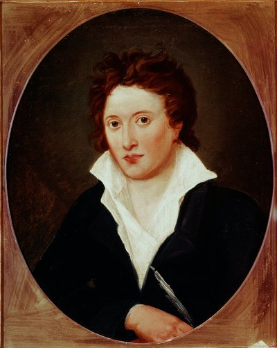 Percy Bysshe Shelleyの肖像 イギリスの詩人（1792-1822）。アメリア・クーラン（1775-1847）の絵 作： Amelia Curran