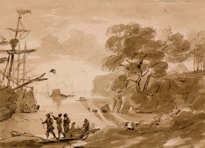 無題[海岸シーン]、1803年頃（ペン＆ウォッシュ） 作： Amelia Long