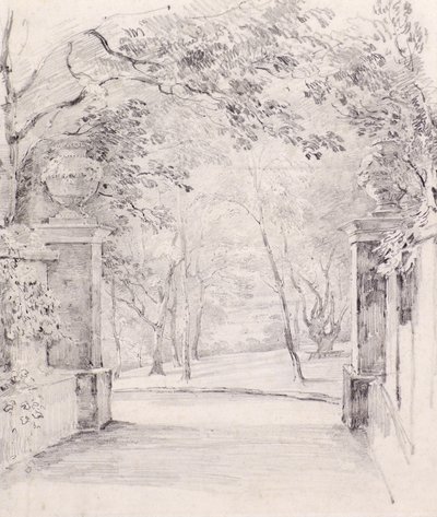 ブロムリーの入り口からの眺め、1810年頃（鉛筆 作： Amelia Long