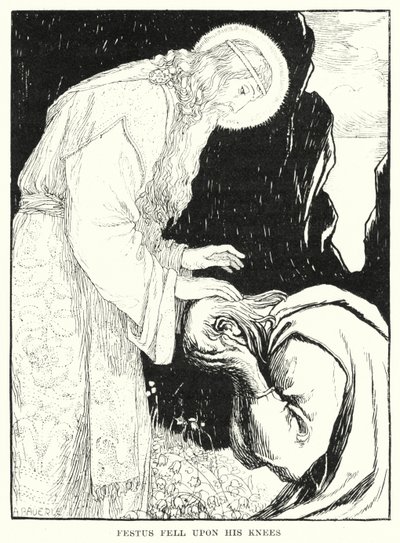 フェストゥスはひざまずいた（彫刻 作： Amelia M. (attr.to) Bowerley or Bauerle