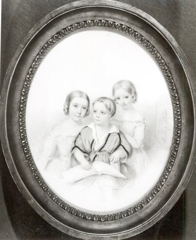 ブランディーン（b.1835）、コシマ（b.1837）、ダニエル（b.1839）、マリーダゴールトとフランツリスト（紙にパステル）の子供たち 作： Amelie de Lacepede