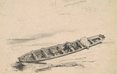 浜辺のロングボート 作： American 19th Century
