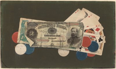 だまし絵: チップと 2 ドルと 5 ドル札のフルハウス 作： American 19th Century