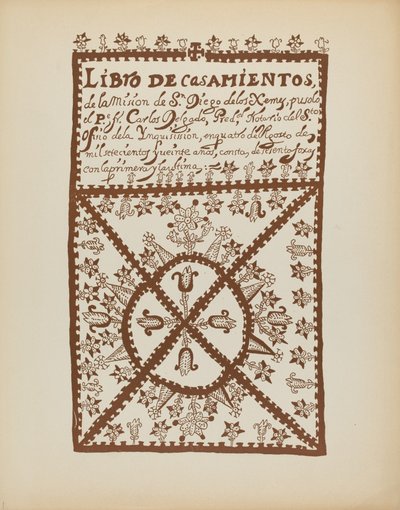 プレート 1: Jemez Book of Marriages: Portfolio "Spanish Colonial Designs of New Mexico" より 作： American 20th Century