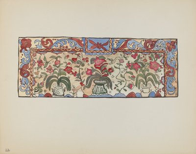 プレート 23: バックスキン、ラグナの絵画: ポートフォリオ「ニューメキシコのスペイン植民地時代のデザイン」より 作： American 20th Century
