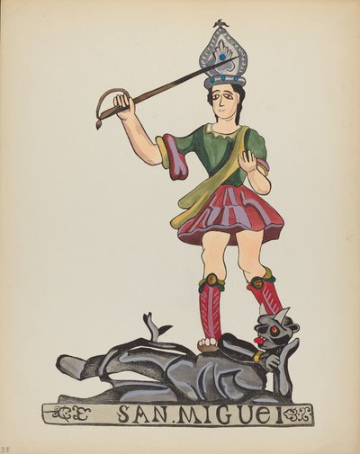 プレート 38: Saint Michael: Portfolio "Spanish Colonial Designs of New Mexico" より 作： American 20th Century