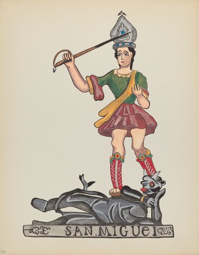 プレート 38: Saint Michael: Portfolio "Spanish Colonial Designs of New Mexico" より 作： American 20th Century