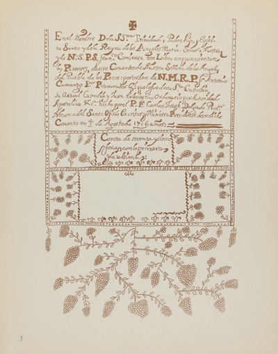 プレート 3: Pecos Book of Visitations: Portfolio "Spanish Colonial Designs of New Mexico" より 作： American 20th Century