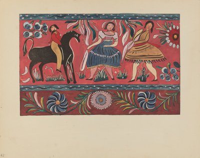 プレート 42: 塗装された胸のデザイン: ポートフォリオ「ニューメキシコのスペイン植民地時代のデザイン」より 作： American 20th Century