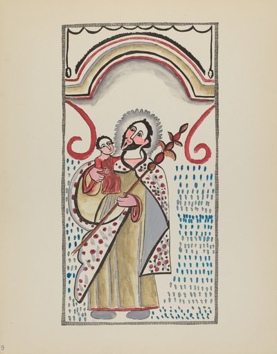 プレート 9: Saint Joseph & Child: Portfolio "Spanish Colonial Designs of New Mexico" より 作： American 20th Century