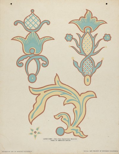 ポートフォリオ「Decorative Art of Spanish California」よりサン・フアン・カピストラーノ・ミッション・アルター・ドーム 作： American 20th Century