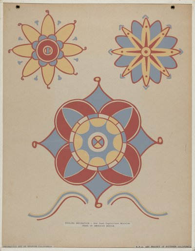 San Juan Capistrano Mission Ceiling Decoration ポートフォリオ「Decorative Art of Spanish California」より 作： American 20th Century