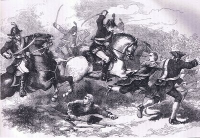 1900年頃にCassell, Petter & Galpin社から出版された『Cassells History of the United States』に掲載されたイラスト「Rout of the loyal recruits」（リトグラフ）。 作： American English school