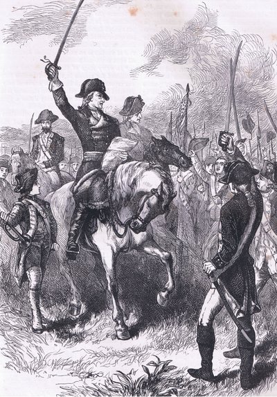 1900年頃にCassell, Petter & Galpin社から出版された『Cassells History of the United States』に掲載された独立宣言文のイラスト（リトグラフ）。 作： American English school