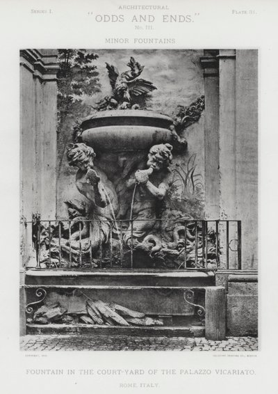 イタリア・ローマ ヴィカリアート宮殿の中庭の噴水（モノクロ写真 作： American Photographer (after)