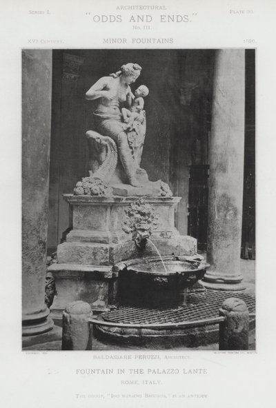 イタリア・ローマのランテ宮殿の噴水（モノクロ写真 作： American Photographer (after)