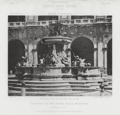 イタリア・ロレート市のマドンナ広場の噴水（モノクロ写真 作： American Photographer (after)