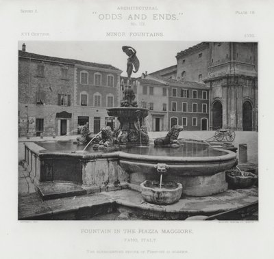 イタリア・ファノ、マッジョーレ広場の噴水（モノクロ写真 作： American Photographer (after)