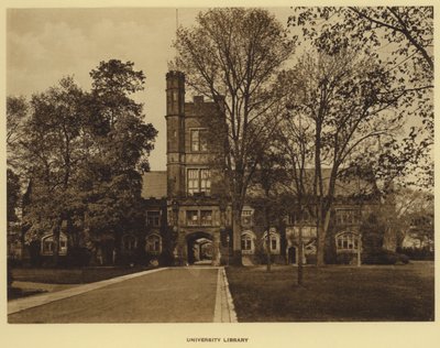 プリンストン大学（Princeton University）。大学図書館（モノクロ写真 作： American Photographer (after)