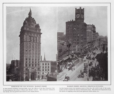 サンフランシスコMarket StreetのSpreckles or Call Building; Market Street, showing Chronicle Building (b/w photo) 作： American Photographer (after)