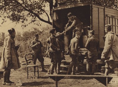 第一次世界大戦のアメリカ仕事中の「ケーシー」（モノクロ写真） 作： アメリカの写真家