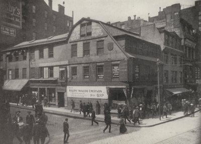 ボストン1712年に建てられた旧コーナー書店（モノクロ写真） 作： アメリカの写真家