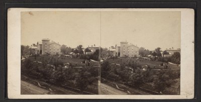 ニューヨーク州オナイダ・コミュニティの建物と敷地、1870年頃（モノクロ写真 作： American Photographer