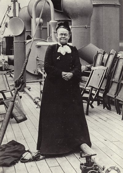 キャリー・ネーション（1846～1911）、アメリカの急進的な禁酒運動家、1905年頃（モノクロ写真） 作： アメリカの写真家