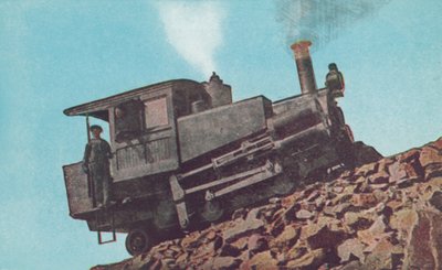コロラド州パイクスピークを登るコグ・ロード・エンジン（カラー写真） 作： アメリカの写真家