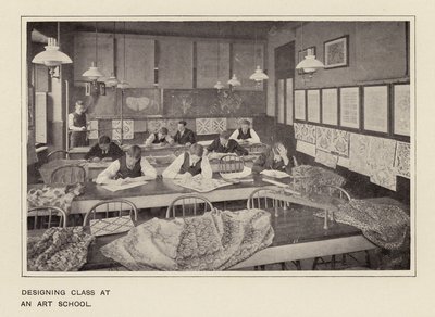 美術学校でのデザインクラス（モノクロ写真） 作： アメリカの写真家