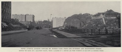 五番街、百八番街からマウントモリス公園方面を見る（モノクロ写真 作： American Photographer