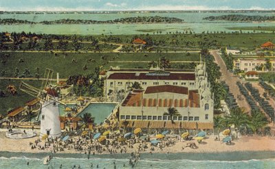 1925年頃、フロリダ州マイアミ：マイアミ・ビーチ・カジノ（カラー写真） 作： アメリカの写真家