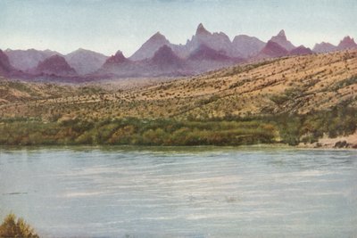 カリフォルニア州ニードルズ山脈とコロラド川（カラー写真） 作： American Photographer