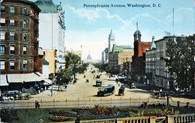 ペンシルバニア通り、ワシントンD.C. 1910年頃（カラーリトグラフ） 作： American Photographer