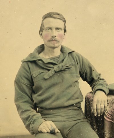 ユニオン制服を着た船員の肖像、1861年頃（ブリキの写真） 作： American Photographer