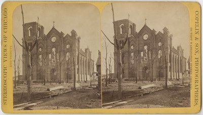 1871年のシカゴ火災後の聖ミカエル教会 作： American Photographer