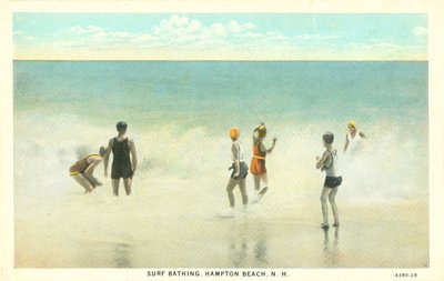 1920年頃、ニューハンプシャー州ハンプトン・ビーチ、サーフ・ビーチ（カラー写真） 作： アメリカの写真家
