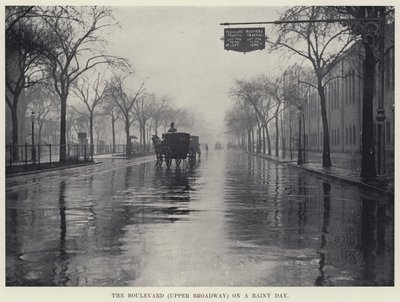 雨の日の大通り（アッパーブロードウェイ）（モノクロ写真 作： American Photographer