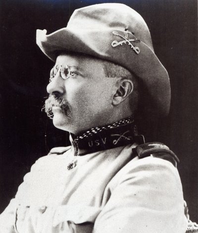1898年、米国第1義勇騎兵隊の中佐に就任したセオドア・ルーズベルト（モノクロ写真 作： American Photographer