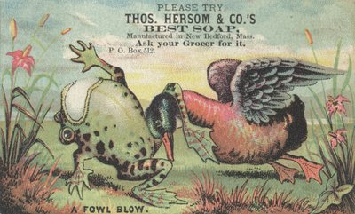 鳥の一撃、トスの広告。 Hersom＆Cos Best Soap、1880年頃 作： American School