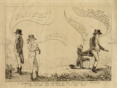 1802年7月31日、ホーボーケンでの第5ショット後の名誉問題における当事者の真の見解 作： American School