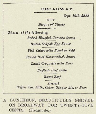 A Luncheon, beautifully served on Broadway for Twenty-Five Cents, Facsimile (litho) 作： American School