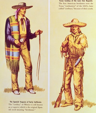 メキシコのバケロとアメリカのカウボーイ 作： American School