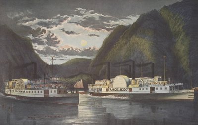 ハドソンの夜-昼光を介して、パブ。 1864年、キュリアーとアイブス 作： American School