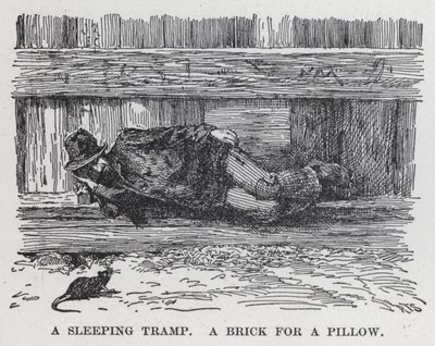 A Sleeping Tramp, A Brick for a Pillow (litho) 作： American School