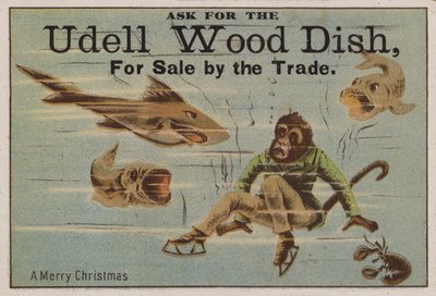 メリークリスマス、ウデルの木の料理を宣伝するトレードカード 作： American School